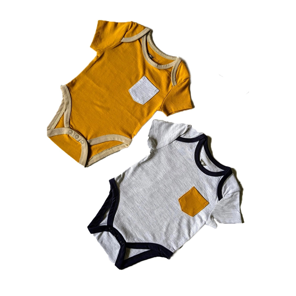 Cotton Onesies (Set of 2) - Mustard Yellow-1